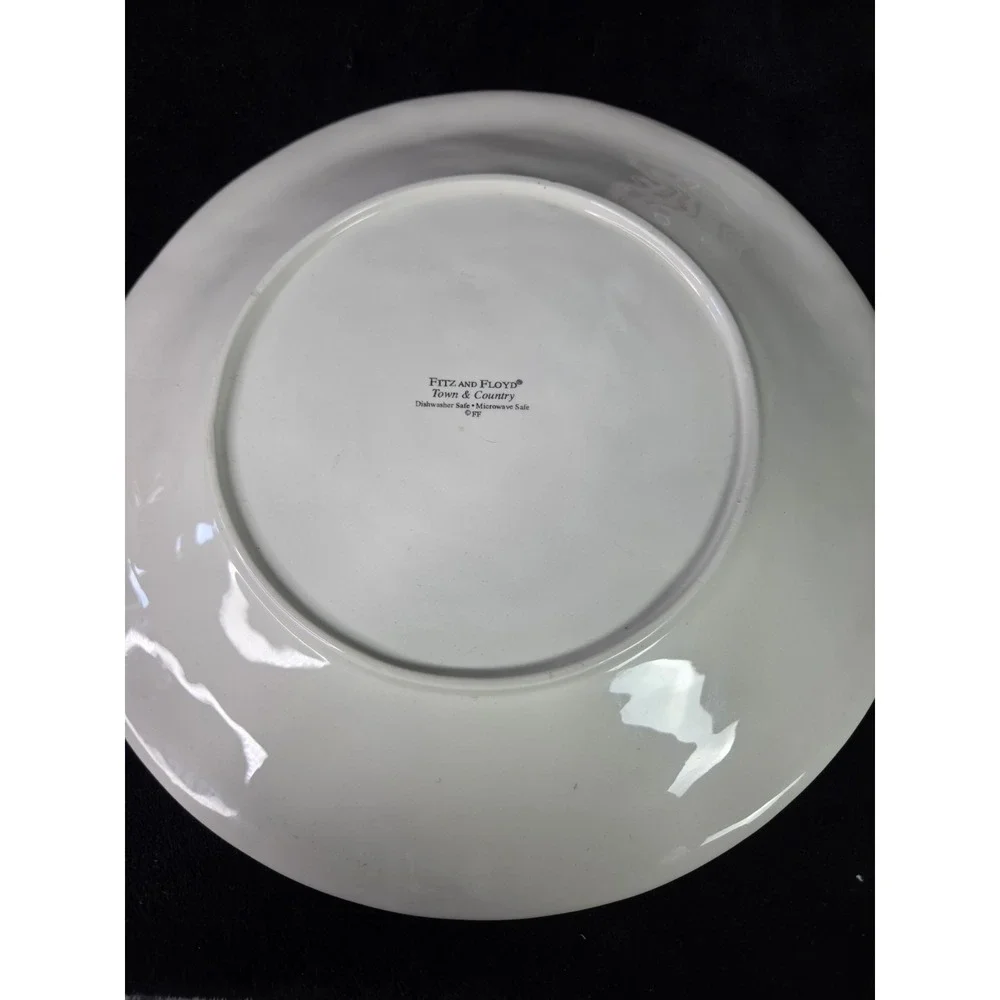 Fitz & Floyd Town And Country Collection Lot Footed Bowl Plate Cereal Bowl Red